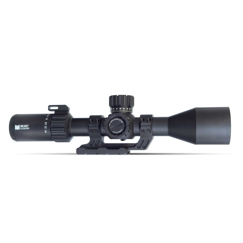 Beast 6-24x50 FFP Scope with Zero Stop & Cantilever Mount Optics Monstrum