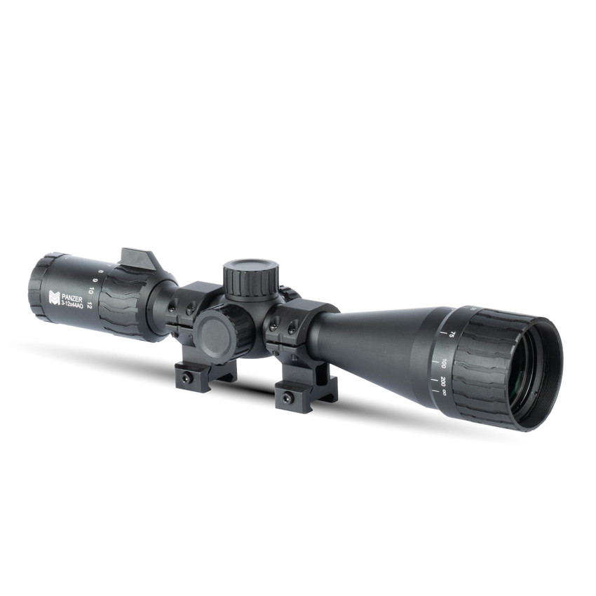 Panzer 3-12x44 SFP MPVO Rifle Scope with Adjustable Objective Optics Monstrum